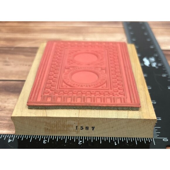 VERY RARE OUTLINES RUBBER STAMP CO I587 WOOD MOUNTED - Picture 3 of 4
